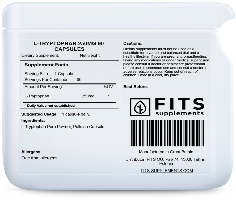 L-Tryptophan 250mg 90 capsules