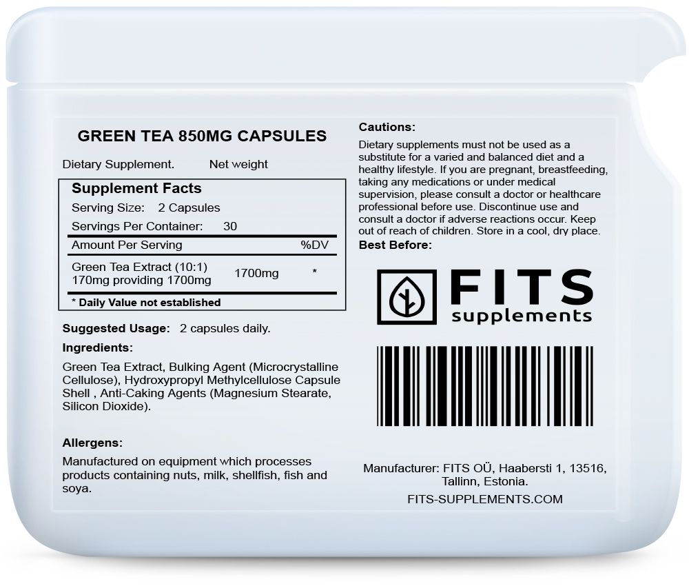 Grüner Tee 850 mg Kapseln