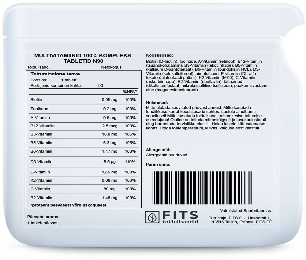 Multivitamin 100% Complex 90 Tabletten