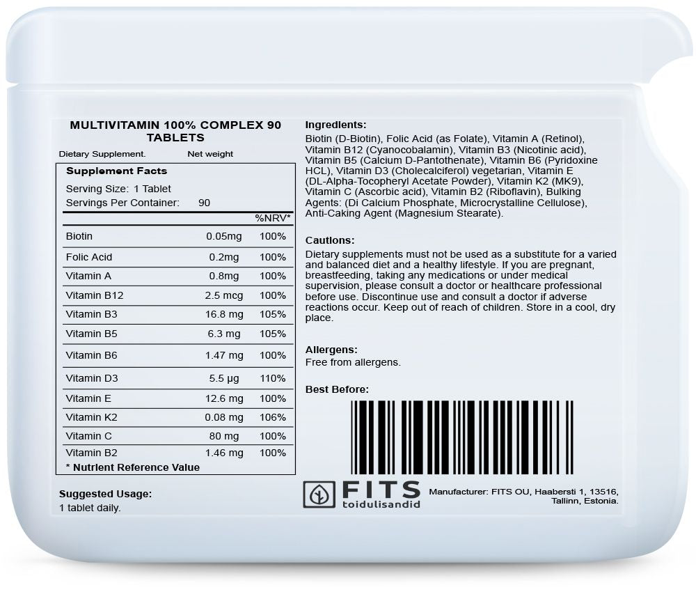 Multivitamin 100% Complex 90 Tabletten