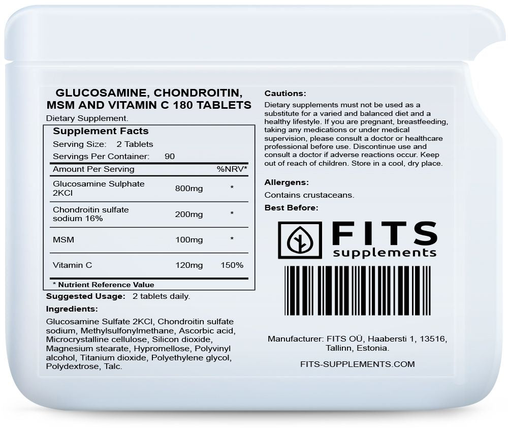 Glucosamine, Chondroitin, MSM and Vitamin C 180 Tabletten