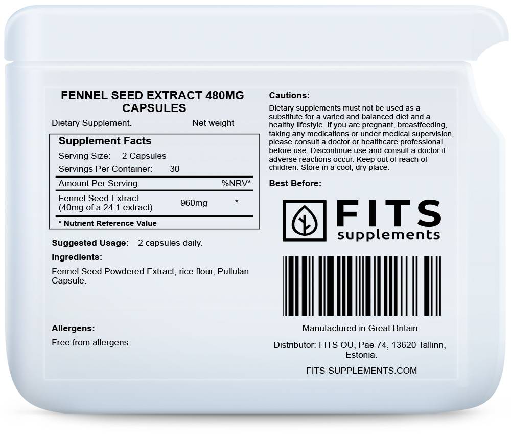 Fennel Seed Extract 480mg 60 capsules