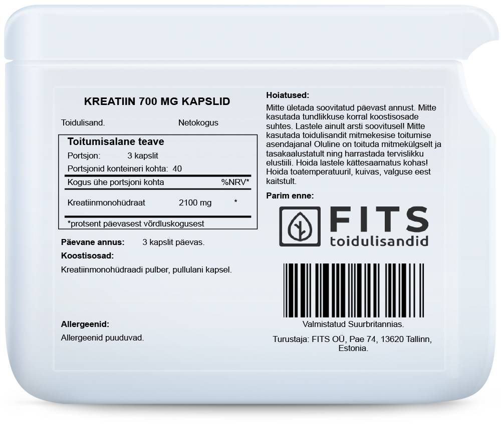Kreatin Monohydrat 700 mg Kapseln