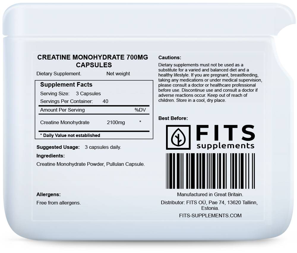 Kreatin Monohydrat 700 mg Kapseln