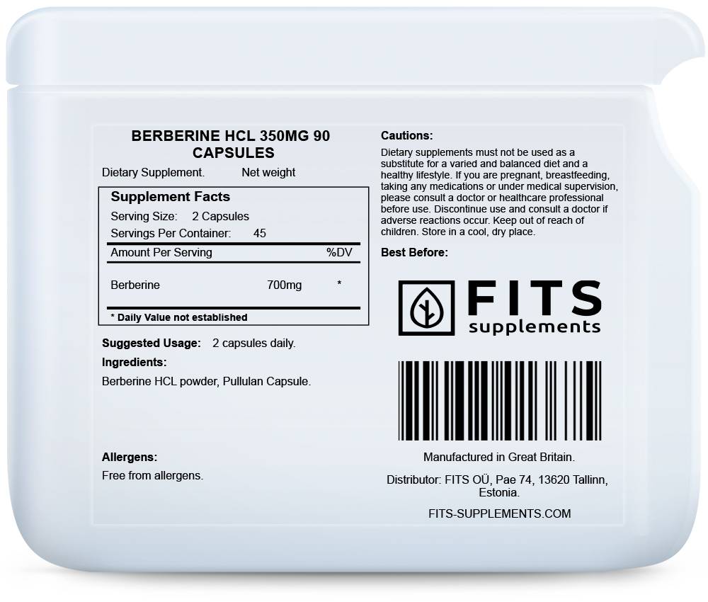 Berberine HCL 350mg 90 Kapseln