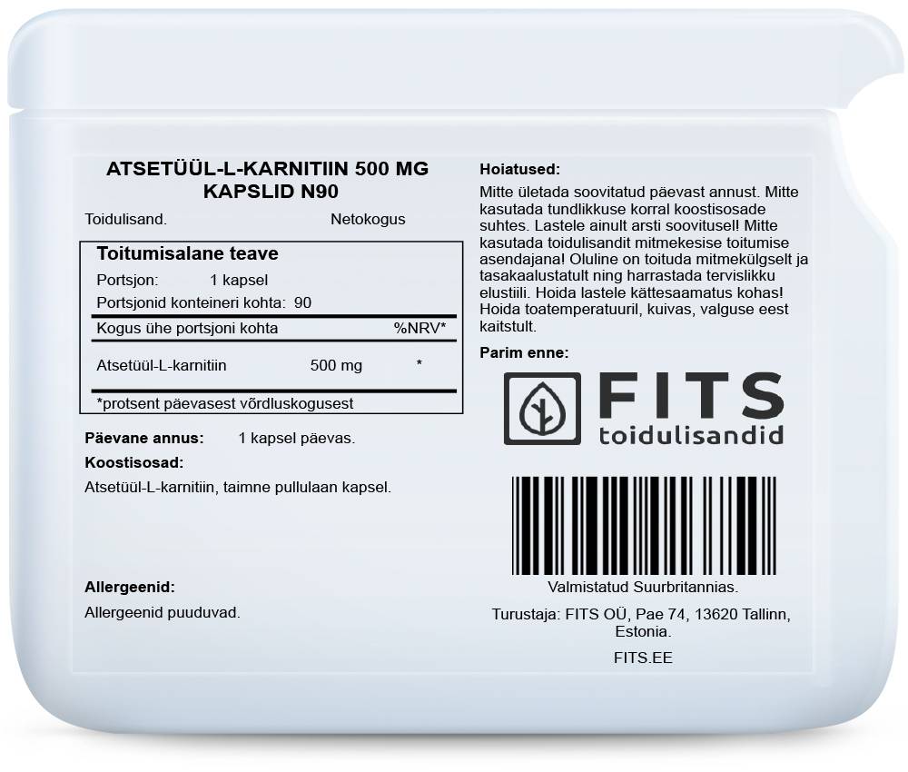 Acetyl-L-Carnitin 500 mg 90 Kapseln
