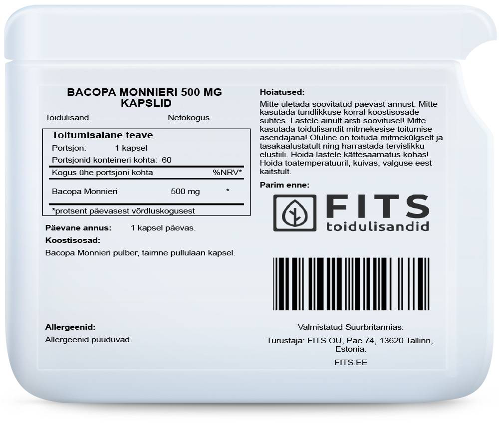 Bacopa Monnieri 500mg 60 capsules