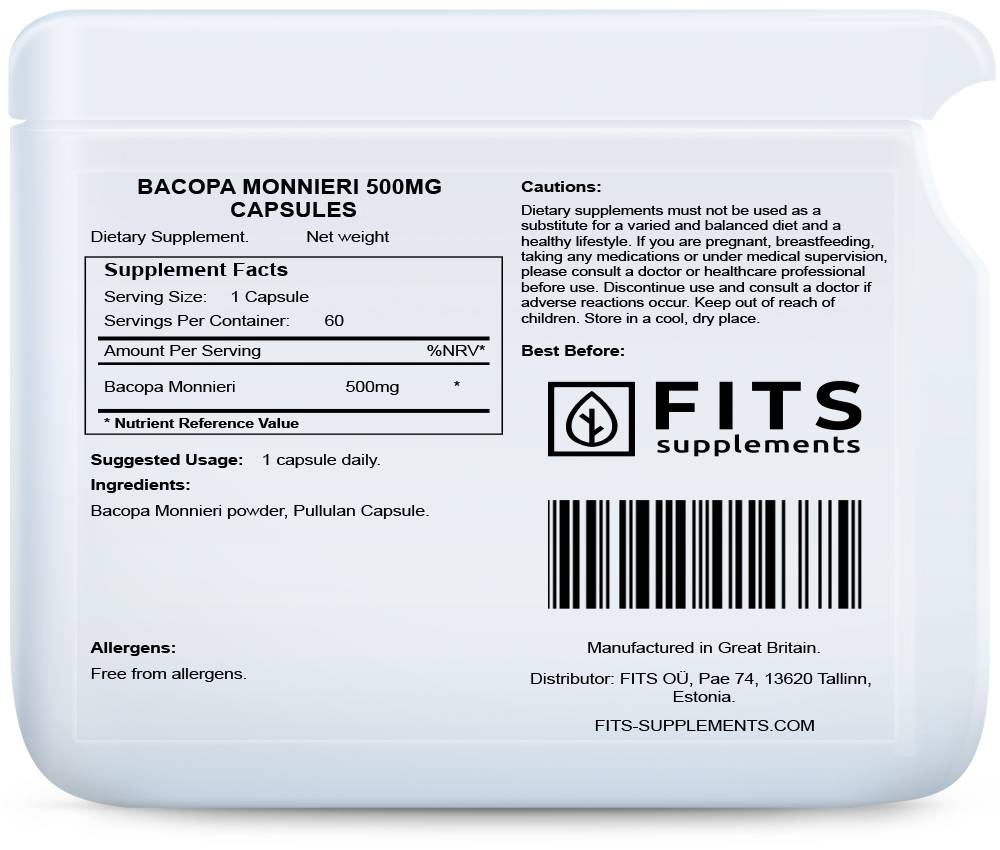 Bacopa Monnieri 500mg 60 capsules
