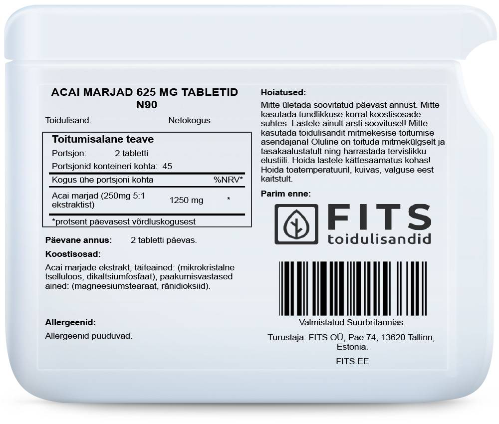 Acai-Beere 625 mg Tabletten