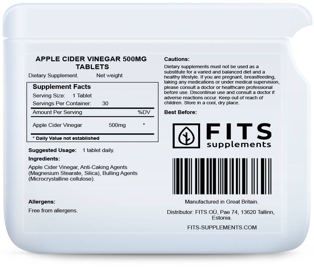 Apple Cider Vinegar 500mg 30 tablets