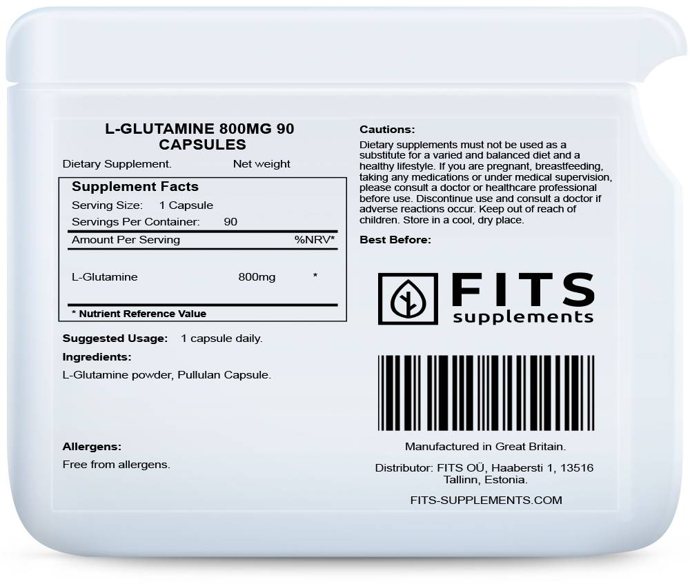 L-Glutamine 800mg 90 capsules
