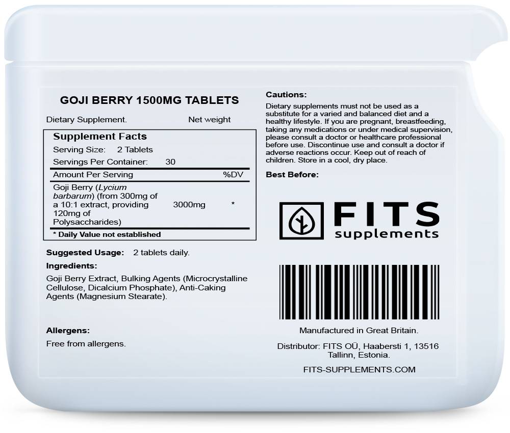 Goji-Beere 1500 mg Tabletten