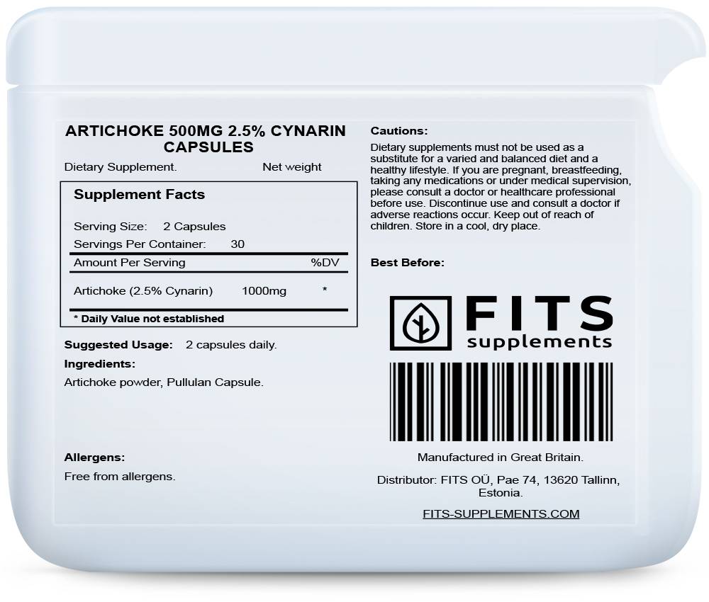 Artichoke 500mg 2.5% Cynarin 60 capsules