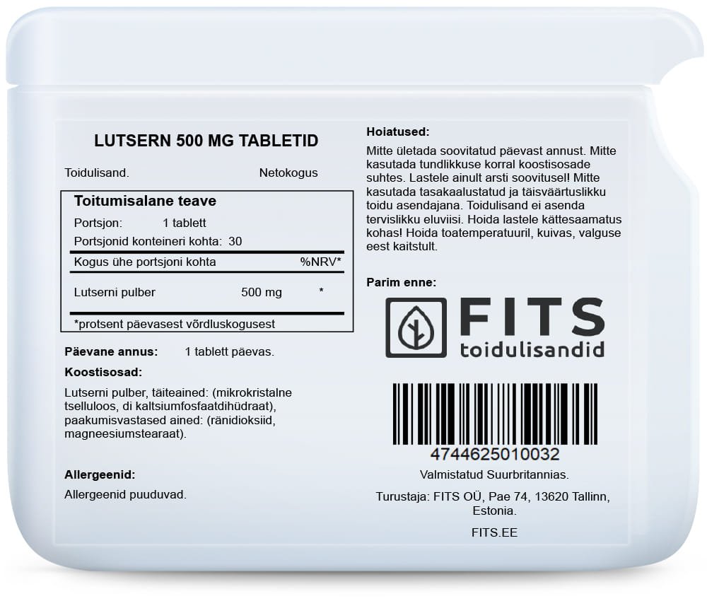 Alfalfa 500mg 30 tablets