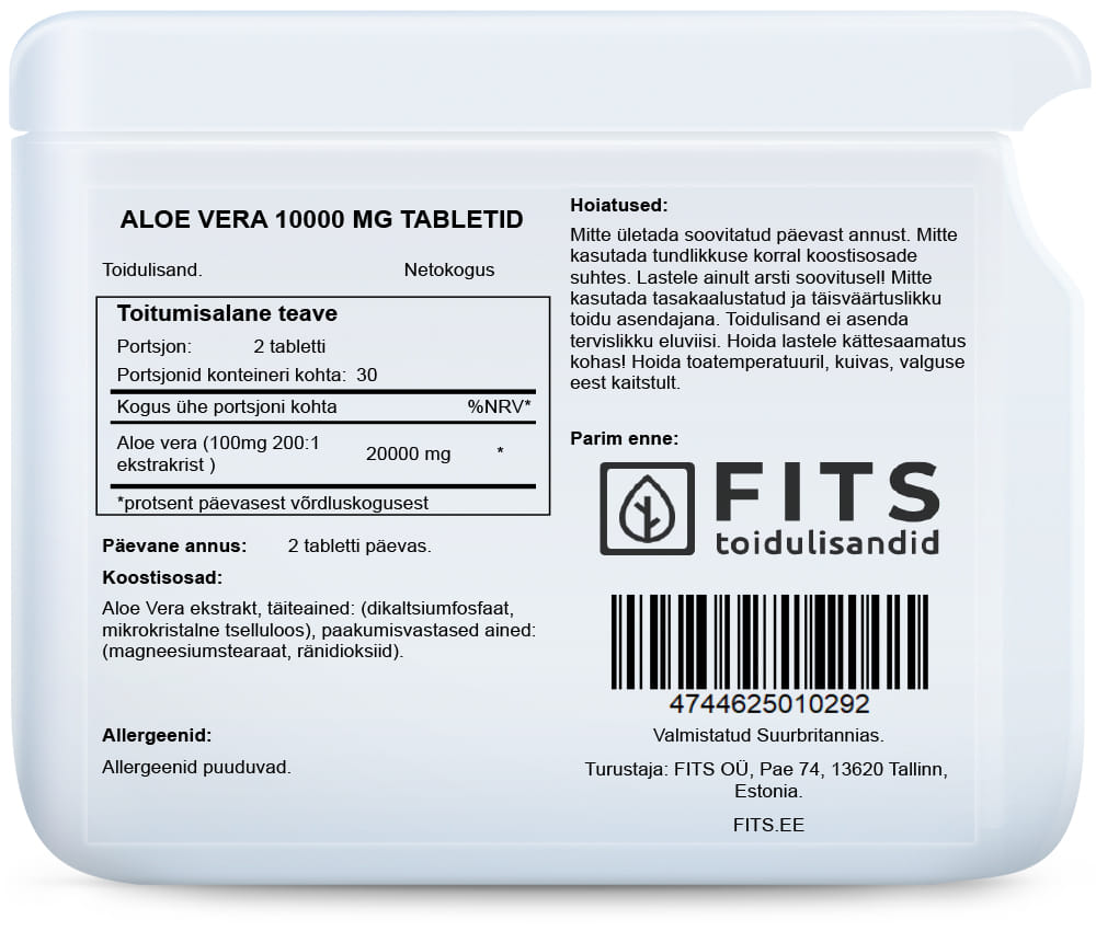 Aloe Vera 10000 mg Tabletten