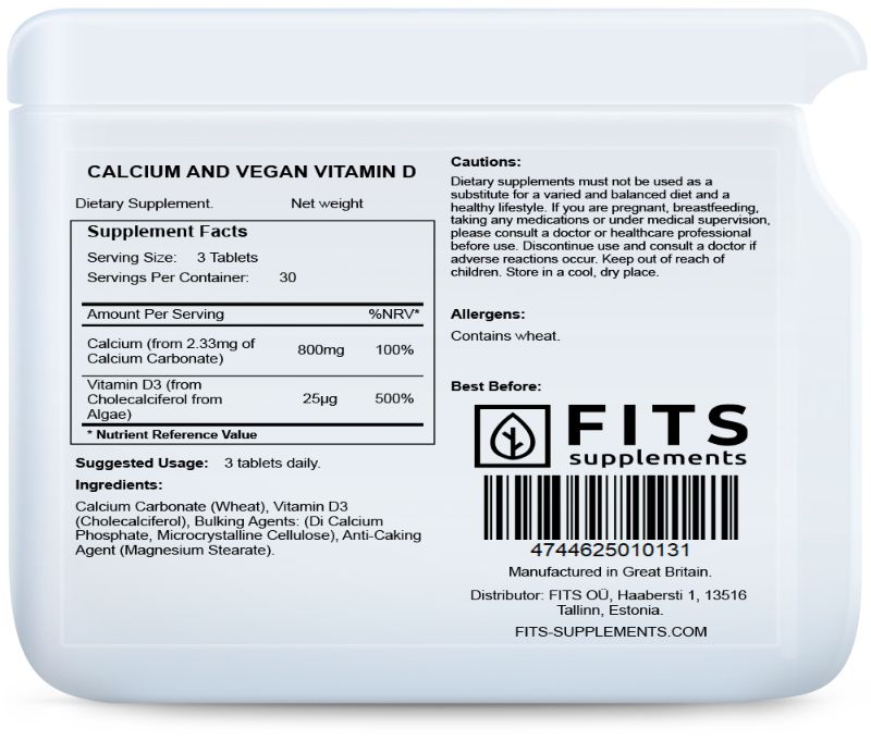 Calcium and Vegan Vitamin D 90 tablets