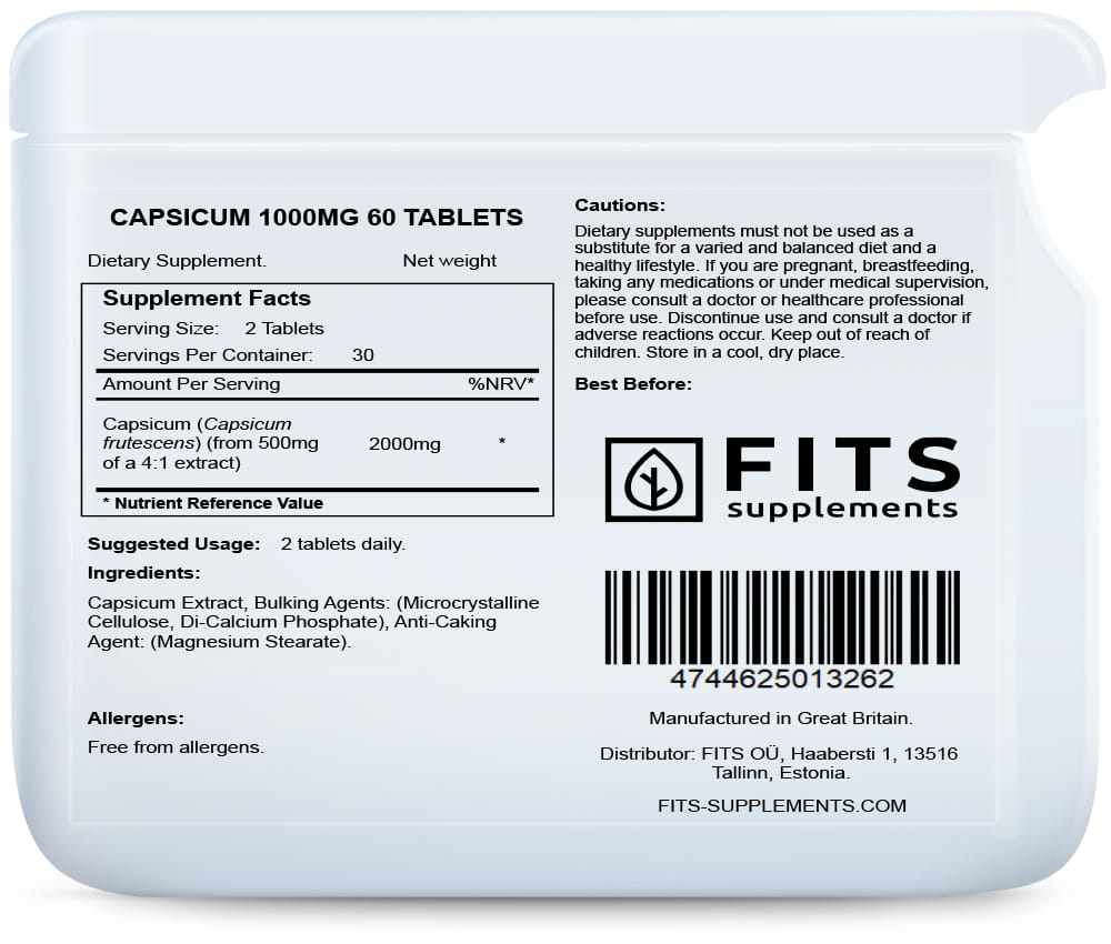 Capsicum 1000mg 60 tablets