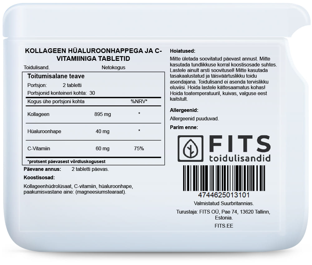 Collagen with Hyaluronic Acid and Vitamin C 60 tablets