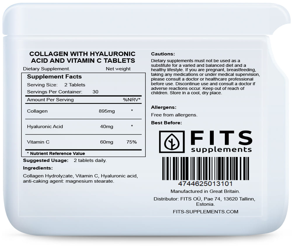 Collagen with Hyaluronic Acid and Vitamin C 60 tablets