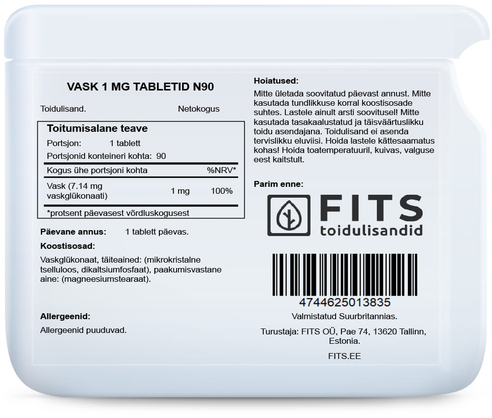 Kupfer 1 mg 90 Tabletten
