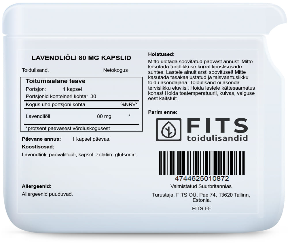 Lavender Oil 80mg 30 capsules