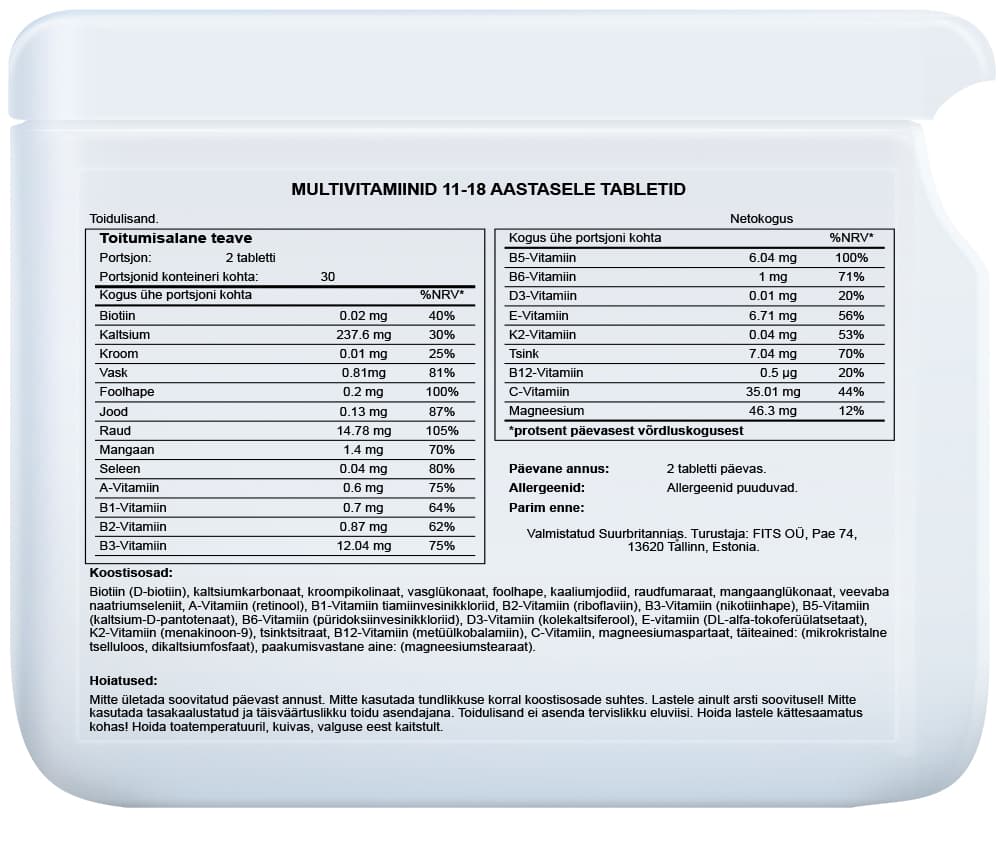 Multivitamins for 11-18 Years Old Tabletten