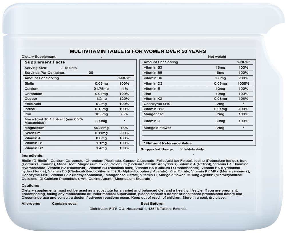 Multivitamin for Women Over 50 Years 60 tablets