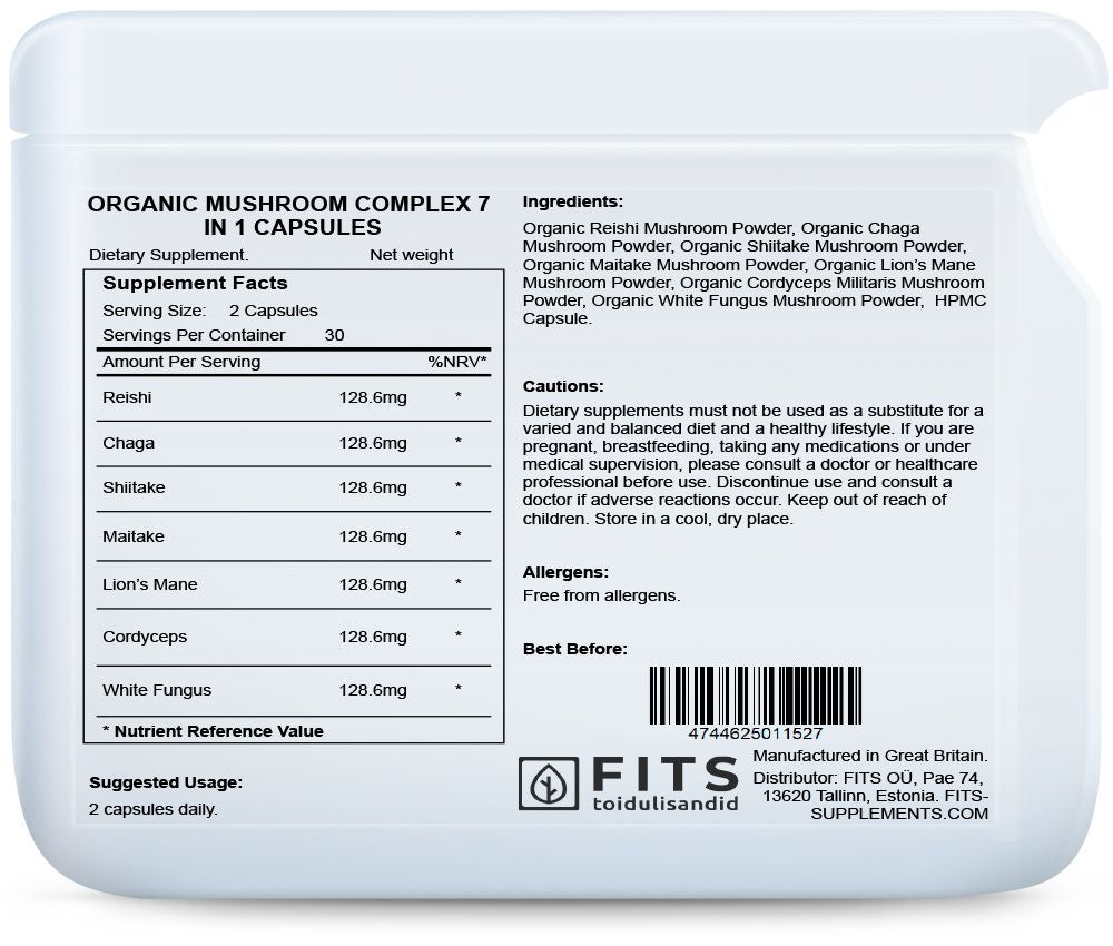 Organic Mushrooms Complex 7 in 1 Kapseln