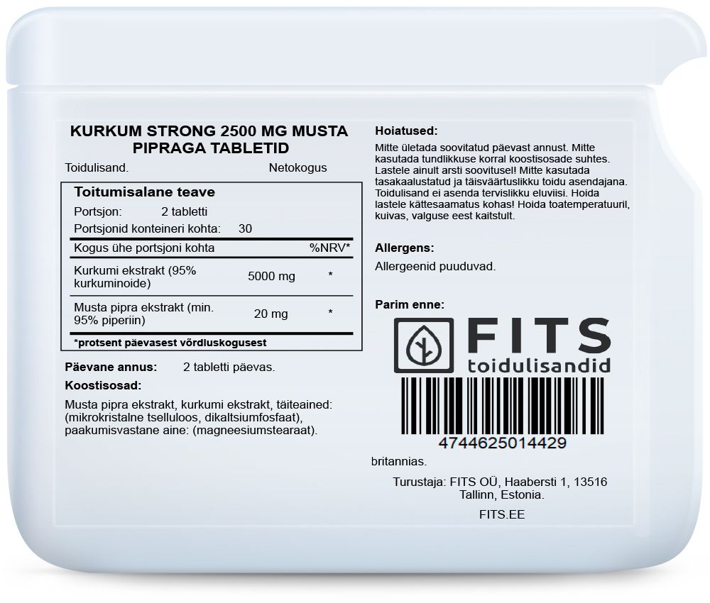 Kurkuma Stark 2500 mg und Tabletten mit schwarzem Pfeffer