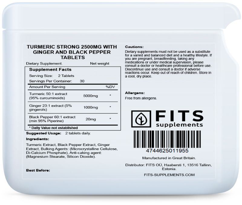 Turmeric Strong 2500mg with Ginger and Black Pepper 60 tablets